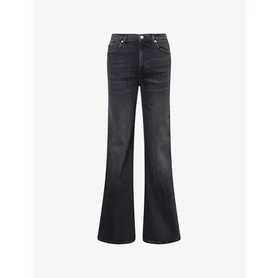 7 For All Mankind Womens Bottomline Modern Dojo Tailorless Stretch-denim Jeans In Black