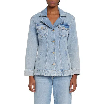 7 For All Mankind Womens Collar Denim Trucker Jacket