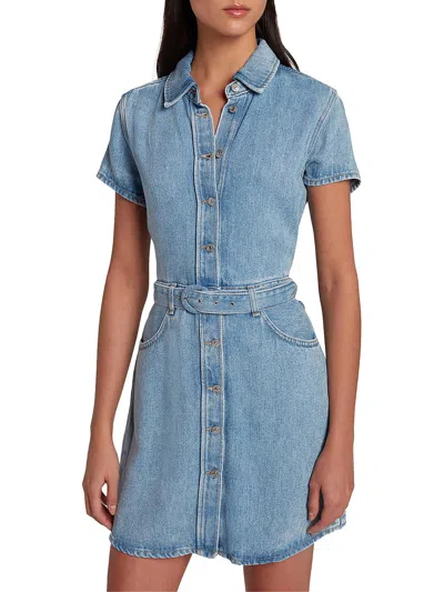 7 For All Mankind Womens Collared Short Shirtdress In Blue