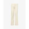 7 For All Mankind Womens Corduroy Eggshell Twist Dojo Tailorless Stretch-denim Jeans In Neutral