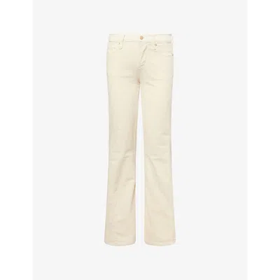 7 For All Mankind Womens Corduroy Eggshell Twist Dojo Tailorless Stretch-denim Jeans In Neutral