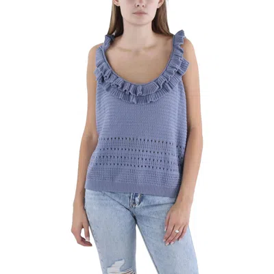 7 For All Mankind Womens Crochet Ruffles Tank Top In Blue