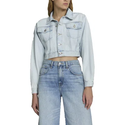 7 FOR ALL MANKIND WOMENS CROP DENIM TRUCKER JACKET