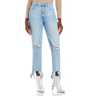 7 For All Mankind Womens Destroyed Button Fly Cropped Jeans