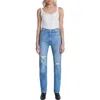 7 For All Mankind Womens Destroyed Denim Slim Jeans