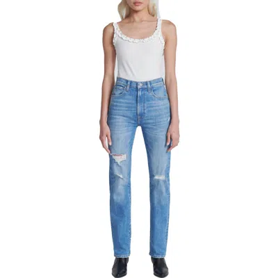 7 For All Mankind Womens Destroyed Denim Slim Jeans