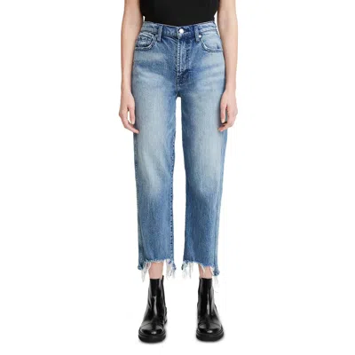 7 For All Mankind Womens Destroyed Denim Straight Crop Jeans