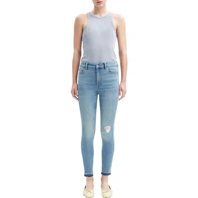 7 For All Mankind Womens Distressed Denim Skinny Jeans
