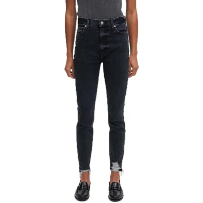 7 For All Mankind Womens Distressed Denim Skinny Jeans