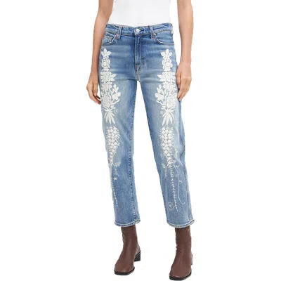 7 For All Mankind Womens Embroidered Denim Slim Jeans