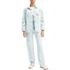 7 For All Mankind Womens Embroidered Denim Trucker Jacket
