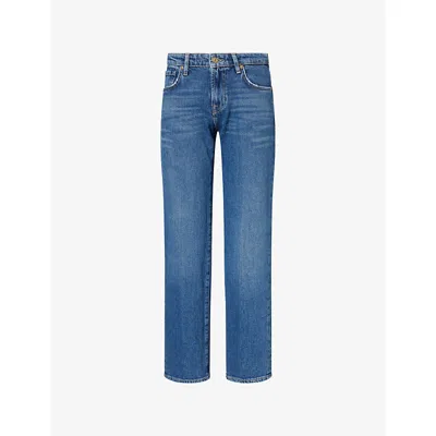 7 For All Mankind Womens Explorer Calie Straight-leg Cotton Denim Jeans In Blue