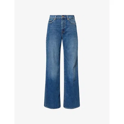7 For All Mankind Womens Explorer Lotta Wide-leg Denim Jeans In Blue