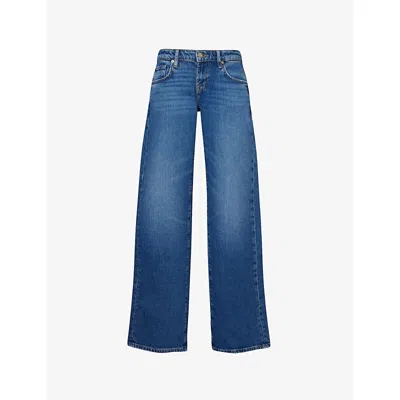 7 For All Mankind Womens Explorer Low-rise Straight-leg Stretch-denim Jeans In Blue