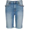 7 For All Mankind Womens Frayed Hem Denim Bermuda Shorts