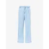 7 For All Mankind Womens  Pleated Wide-leg Denim-blend Trousers