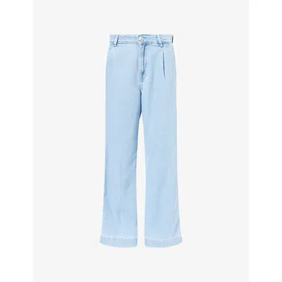 7 For All Mankind Womens  Pleated Wide-leg Denim-blend Trousers