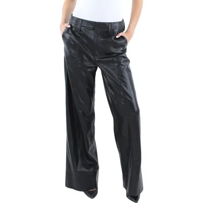 7 For All Mankind Womens High Rise Faux Leather Wide Leg Pants