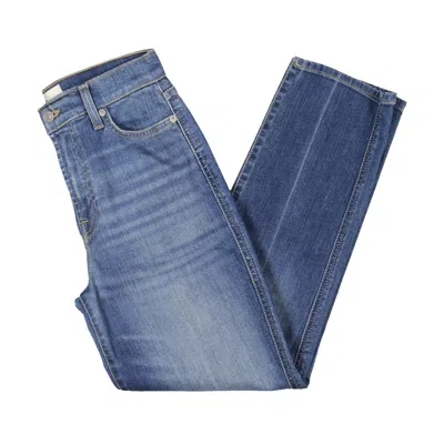 7 For All Mankind Womens High Waisted Medium Wash Straight Leg Jeans In Blue