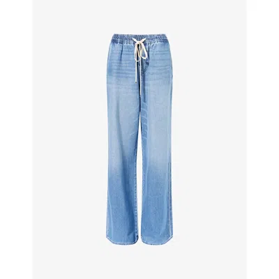 7 For All Mankind Womens  Pull On Wide-leg Denim-blend Trousers