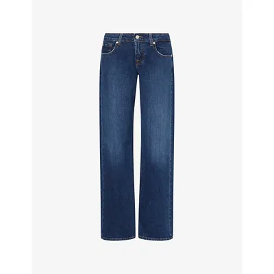 7 For All Mankind Womens Indiglow Low-rise Straight-leg Denim Jeans In Blue