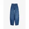 7 For All Mankind Womens Le Blue Balloon Studs-embellishment Denim Jeans