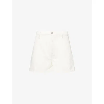 7 For All Mankind Womens Linen Ostuni High-rise Cotton-linen Blend Shorts In White