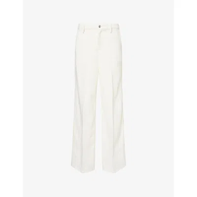 7 For All Mankind Womens Linen Ostuni Wide-leg Cotton-linen Trousers In White