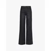 7 For All Mankind Alexa Cropped Wide-leg Jeans In Black
