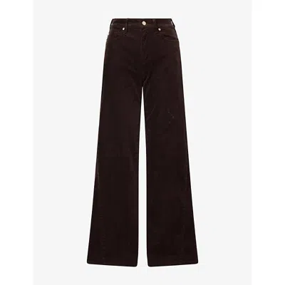 7 For All Mankind Womens Lotta Wide-leg Cotton-blend Trousers Corduroy Coffee Bean In Brown