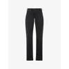 7 For All Mankind Womens Thunder Storm Low-rise Straight-leg Denim Jeans In Black