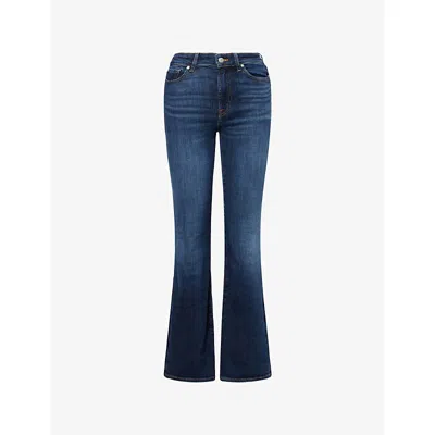 7 For All Mankind Womens Midnight Fade The Leggy Bootcut Stretch-denim Jeans In Blue