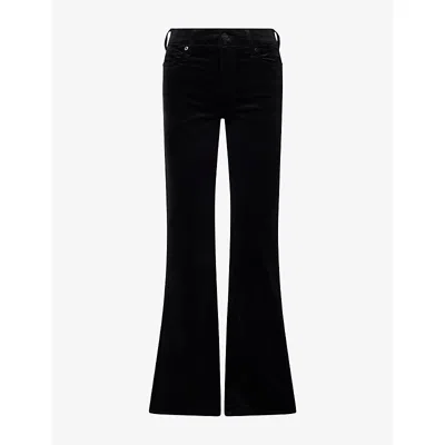 7 For All Mankind Womens Mid-rise Bootcut Cotton-blend Trousers Velvet Black