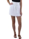 7 For All Mankind Womens Mini Frayed Hem Denim Skirt In White