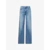 7 For All Mankind Womens Oceanstone Lotta Wide-leg Stretch-denim Jeans In Blue
