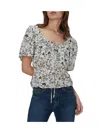 7 For All Mankind Floral Cotton Peasant Top In Multi