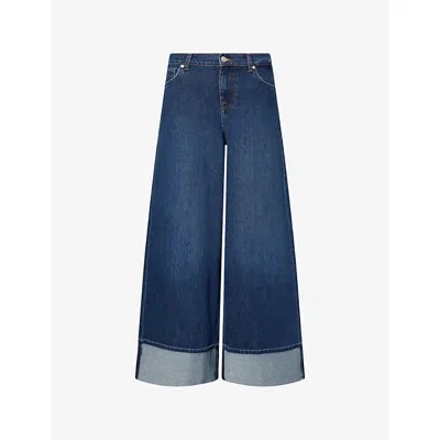 7 For All Mankind Womens Radar Marie Wide-leg Stretch-denim Jeans In Blue