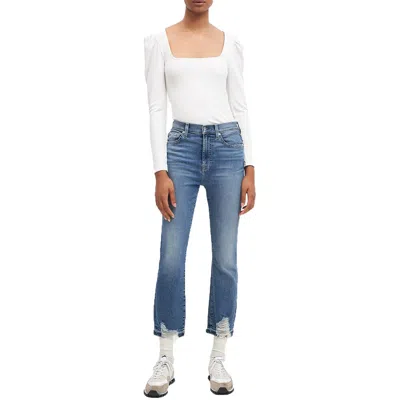 7 For All Mankind Womens Raw Hem Denim Cropped Jeans