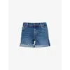 7 For All Mankind Womens Frayed Mid-roll Denim Shorts Sea In Sea