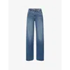7 For All Mankind Womens Lotta Flared Stretch-denim Blend Jeans Sea Level In Sea Level