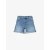 7 For All Mankind Womens  Frayed Mid-roll Denim Shorts In Shore