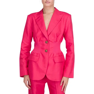 7 For All Mankind Womens Shoulder Pads Linen Two-button Blazer