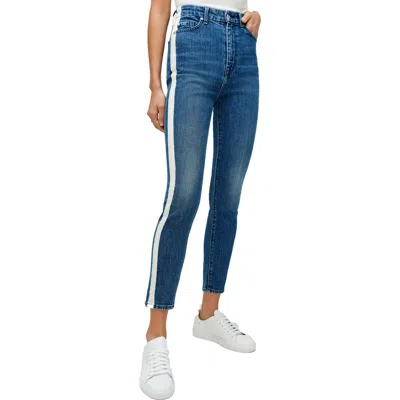 7 For All Mankind Womens Striped Denim Skinny Jeans