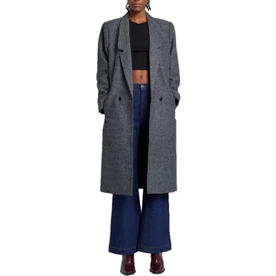 7 For All Mankind Womens Striped Polyester Long Coat