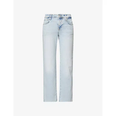 7 FOR ALL MANKIND WOMENS 7 FOR ALL MANKIND CALIE STRAIGHT ANKLE CROPPED DENIM JEANS