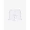 7 For All Mankind Distressed Mid-rise Denim Shorts In Swan