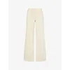 7 For All Mankind Womens Lotta High-rise Wide-leg Denim-twill Jeans Twill Creme In Neutral