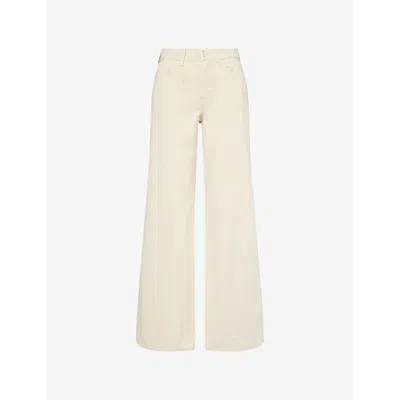 7 For All Mankind Womens Lotta High-rise Wide-leg Denim-twill Jeans Twill Creme In Neutral