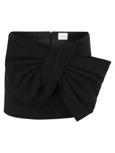 7 For All Mankind Wool Blend Mini Skirt With Oversized Bow In Black
