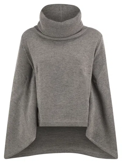 7 For All Mankind Wool Roll-neck Poncho In Gray